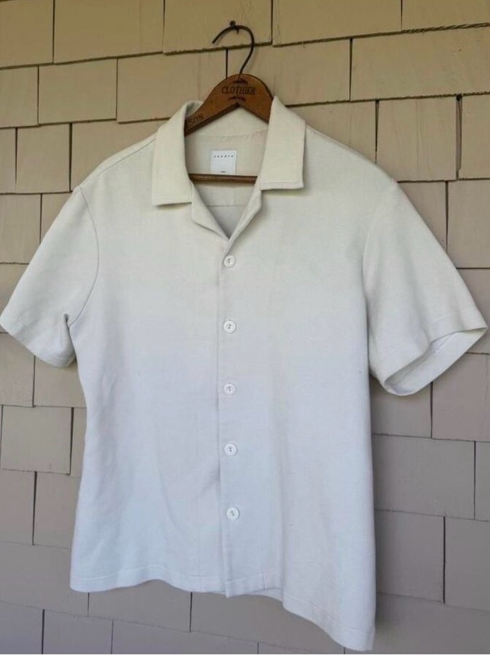 Sandro Men's Short-Sleeve Button-Down Shirt in Cream